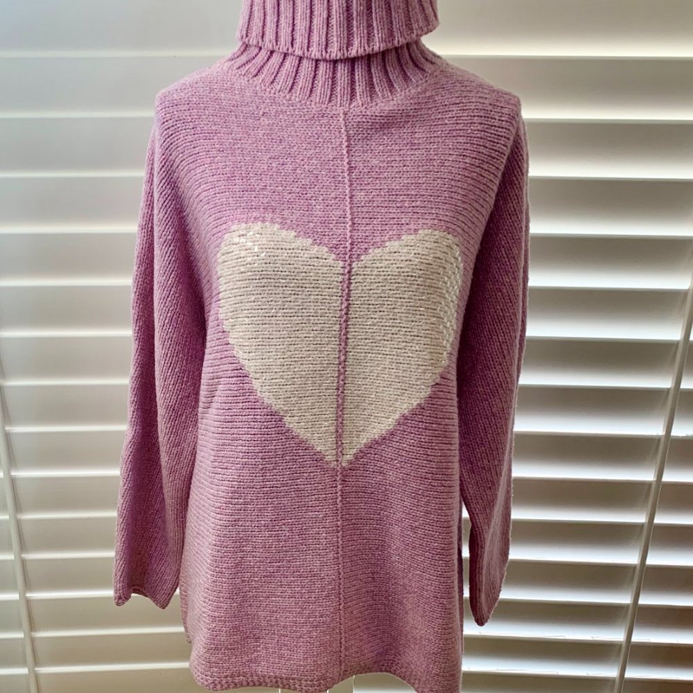Escada Sport Turtle Neck Sweater  Pink and White